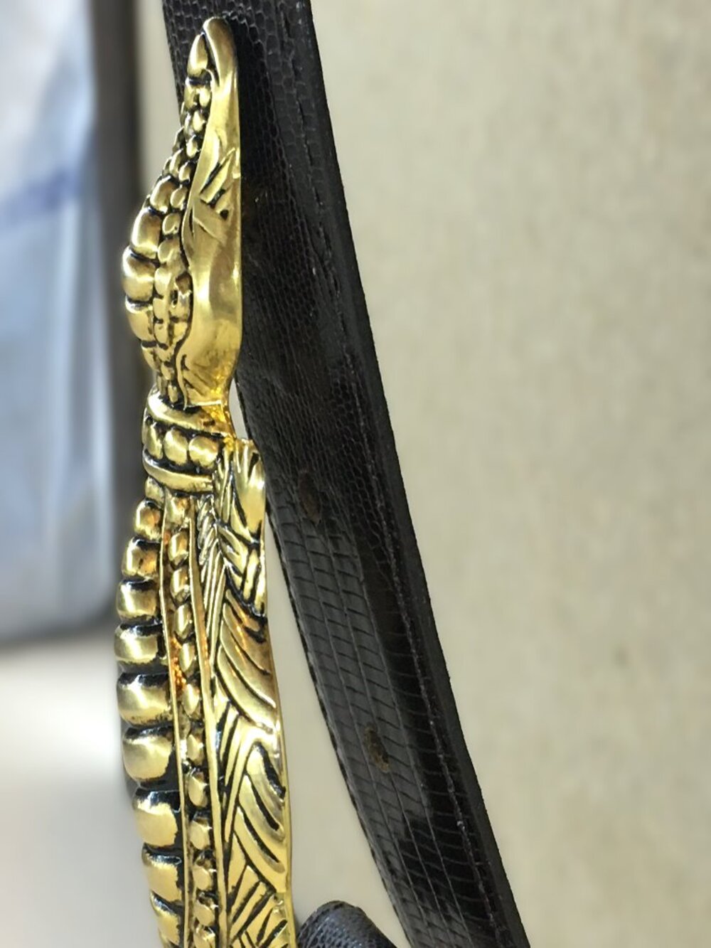 Vintage CARLISLE Alligator Buckle Belt - size small 🐊 Reptile Embossed 80s - Picture 12 of 15